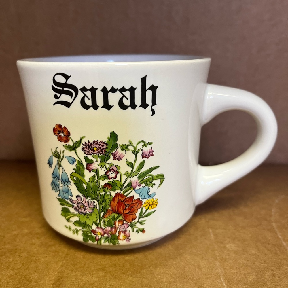 Vintage Sarah mug by Customcard Japan